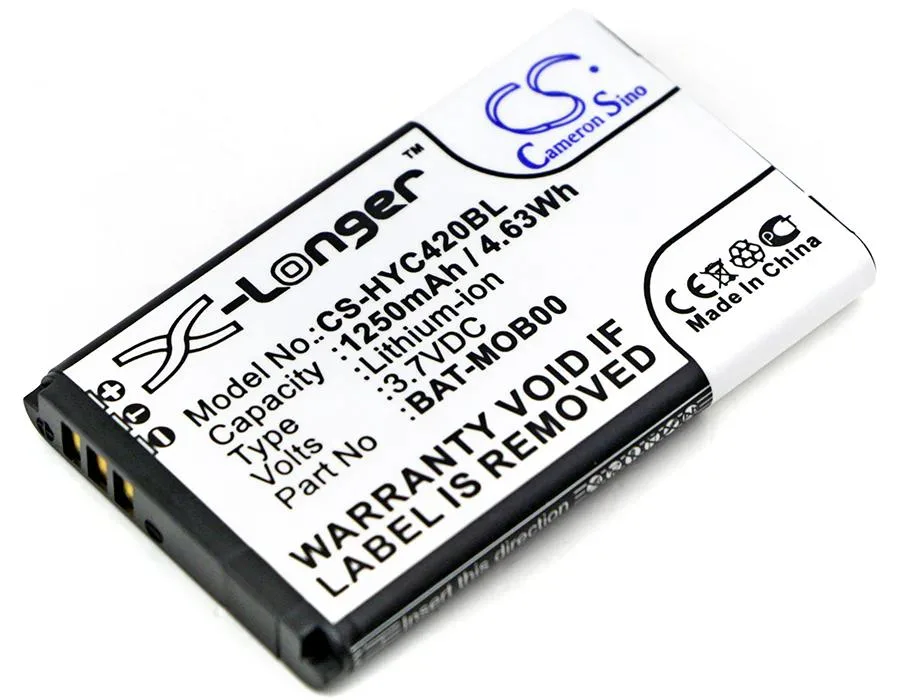 Rectangular replacement battery pack with black plastic casing and gold contact terminals