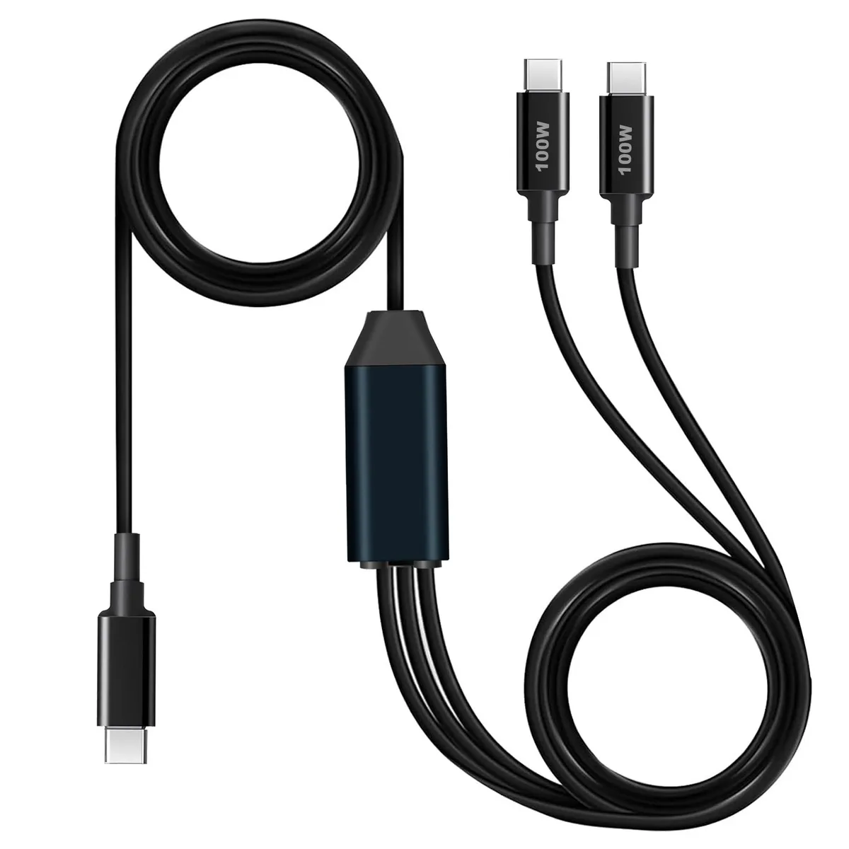 GRACETOP GRACETOP 2-in-1 USB-C Cable 100W 6ft 5A Nylon Braided — product photo