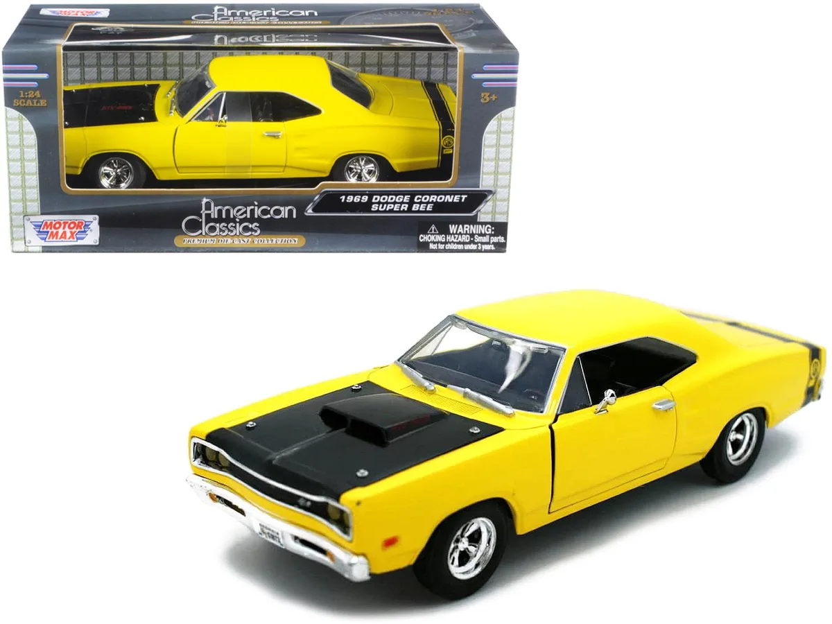 MOTORMAX MOTORMAX 1969 Dodge Coronet Super Bee Yellow 1/24 Diecast Car — product photo