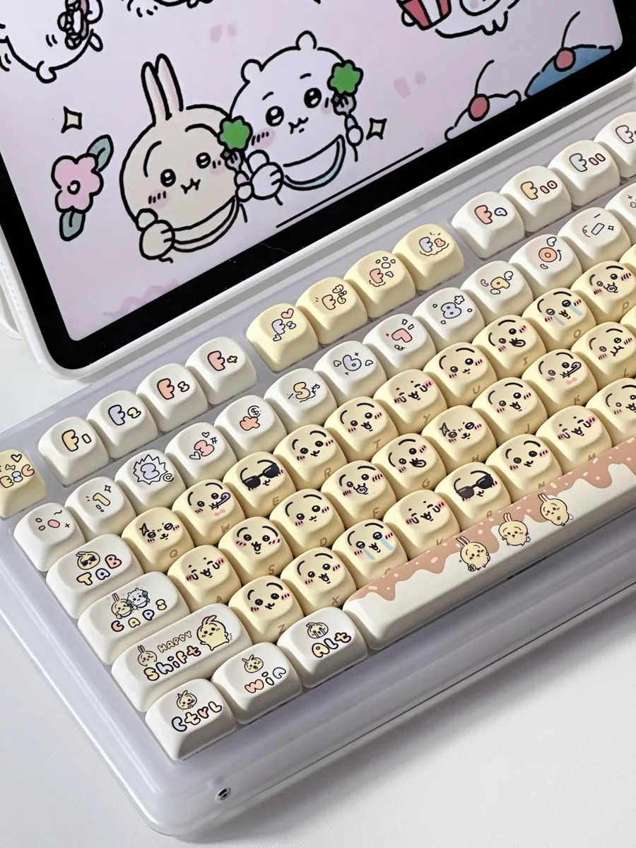 BFKK BFKK 131-Key Chiikawa Usagi PBT Keycaps Yellow MOA Profile — product photo