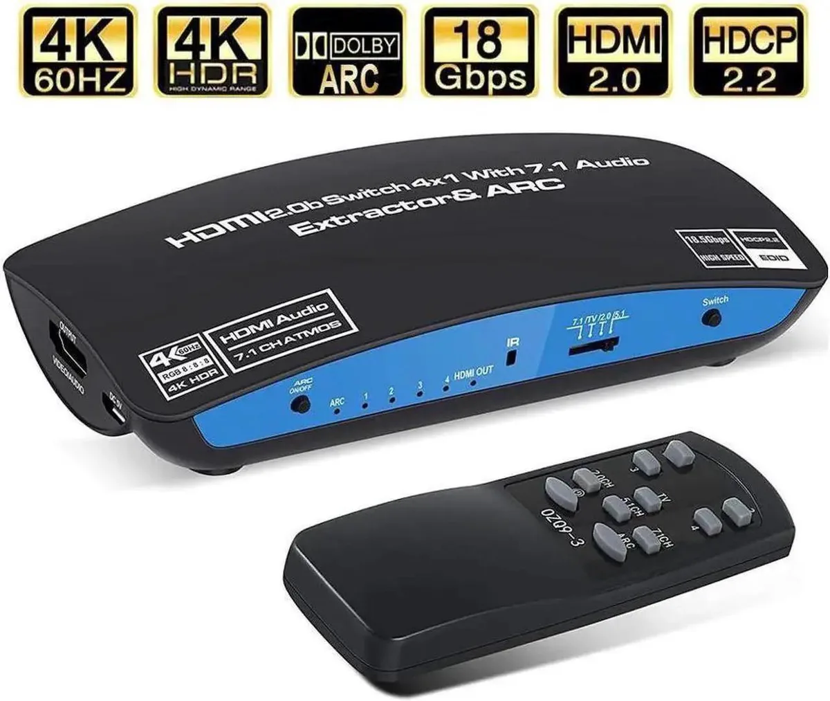 SMUGDESK SMUGDESK OZQ9-1 4x1 HDMI Switch with Audio Extractor — product photo
