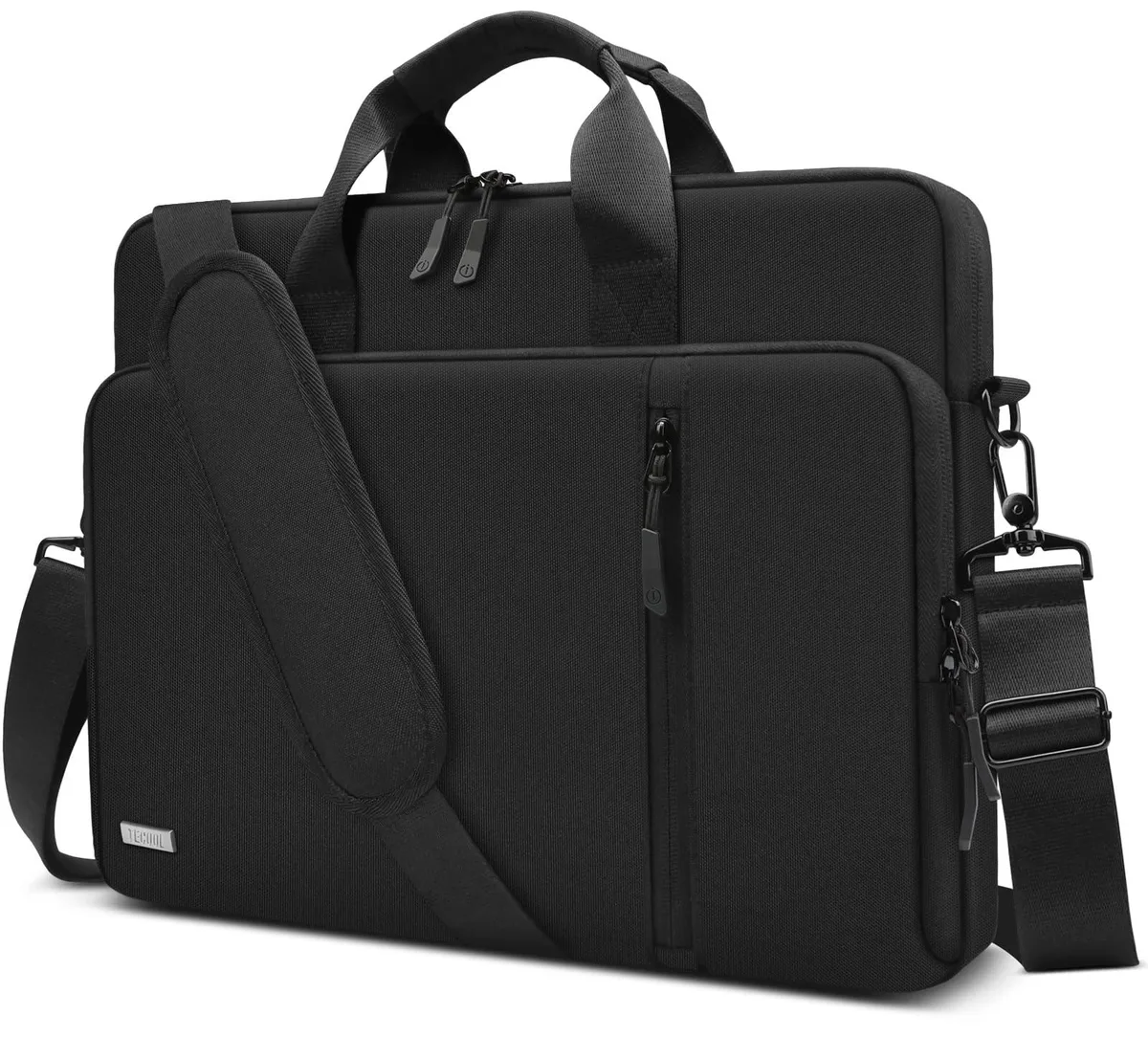Grey 15.6 to 16 inch laptop messenger bag with shoulder strap and luggage sleeve