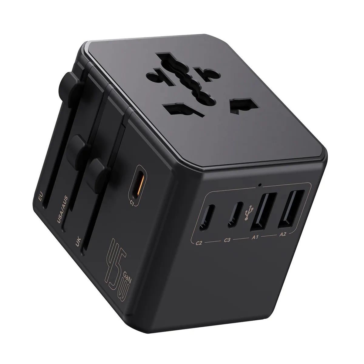  XMI WT-605S 45W Universal Travel Adapter 3 USB-C 2 USB-A Black — product photo