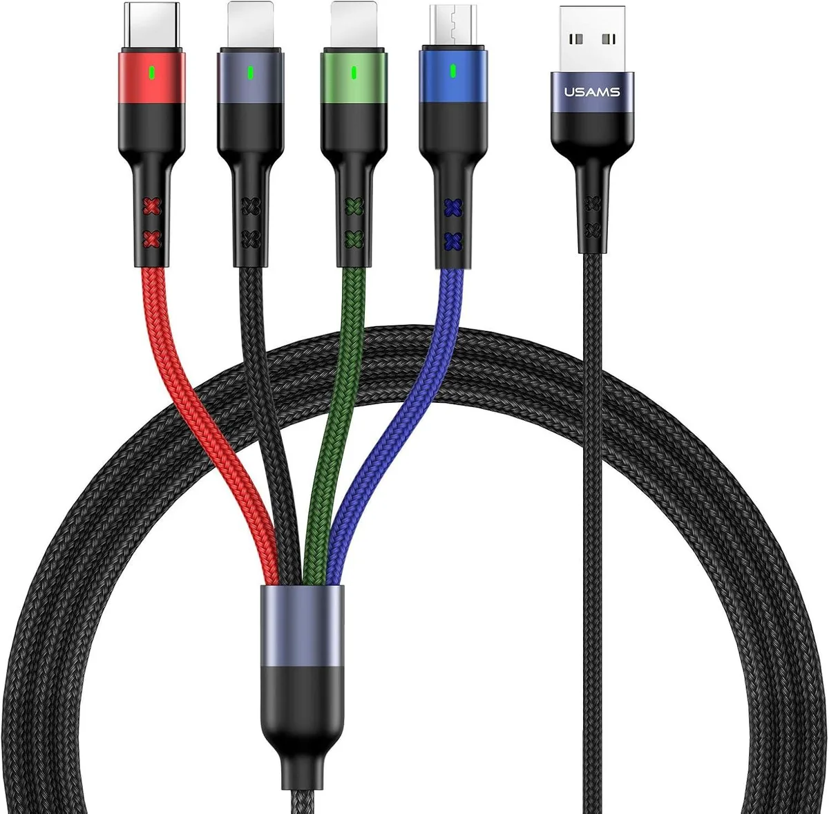 Miimall Miimall 4-in-1 Multi Charging Cable 2-Pack 10ft Nylon Braided — product photo