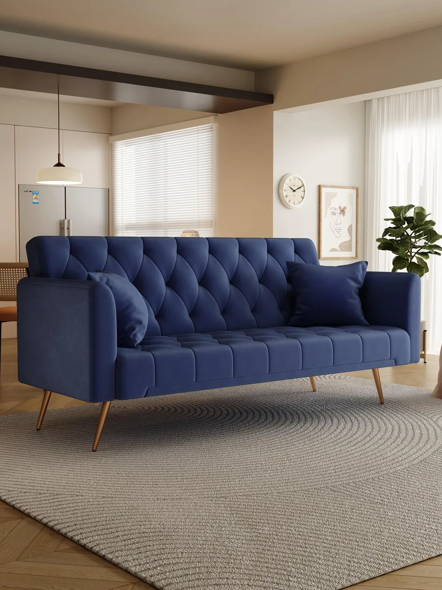 tuphen tuphen 71-inch Convertible Love Seat Sofa Blue Velvet — product photo