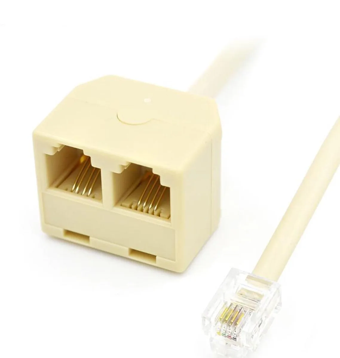 Vszerda Vszerda RJ11 6P4C Male to 2 Female Splitter Cable Beige — product photo