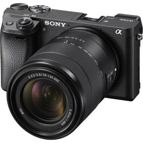 Sony Sony Alpha a6300 compact mirrorless camera black 18-135mm lens — product photo