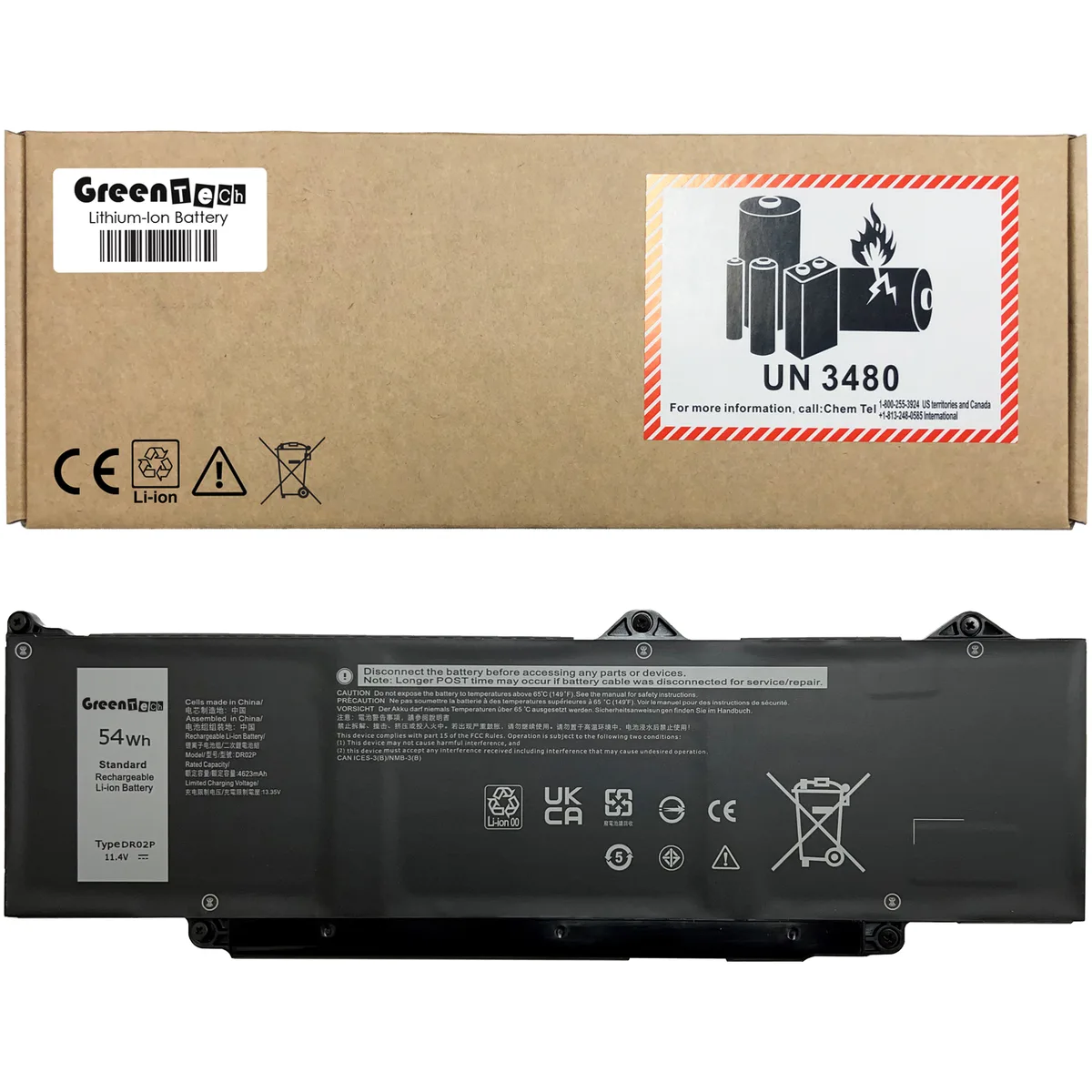 GreenTechLLC GreenTechLLC 2X1V9 laptop battery 11.4V 54WHR for Dell Latitude 5440 5540 Precision 3480 3580 — product photo