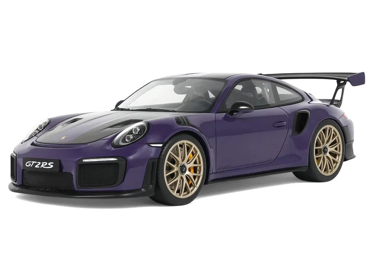 GT Spirit GT Spirit 2021 Porsche 911 (991.2) GT2 RS Ultraviolet Metallic with Carbon Stripes 1/18 hobby collectible — product photo