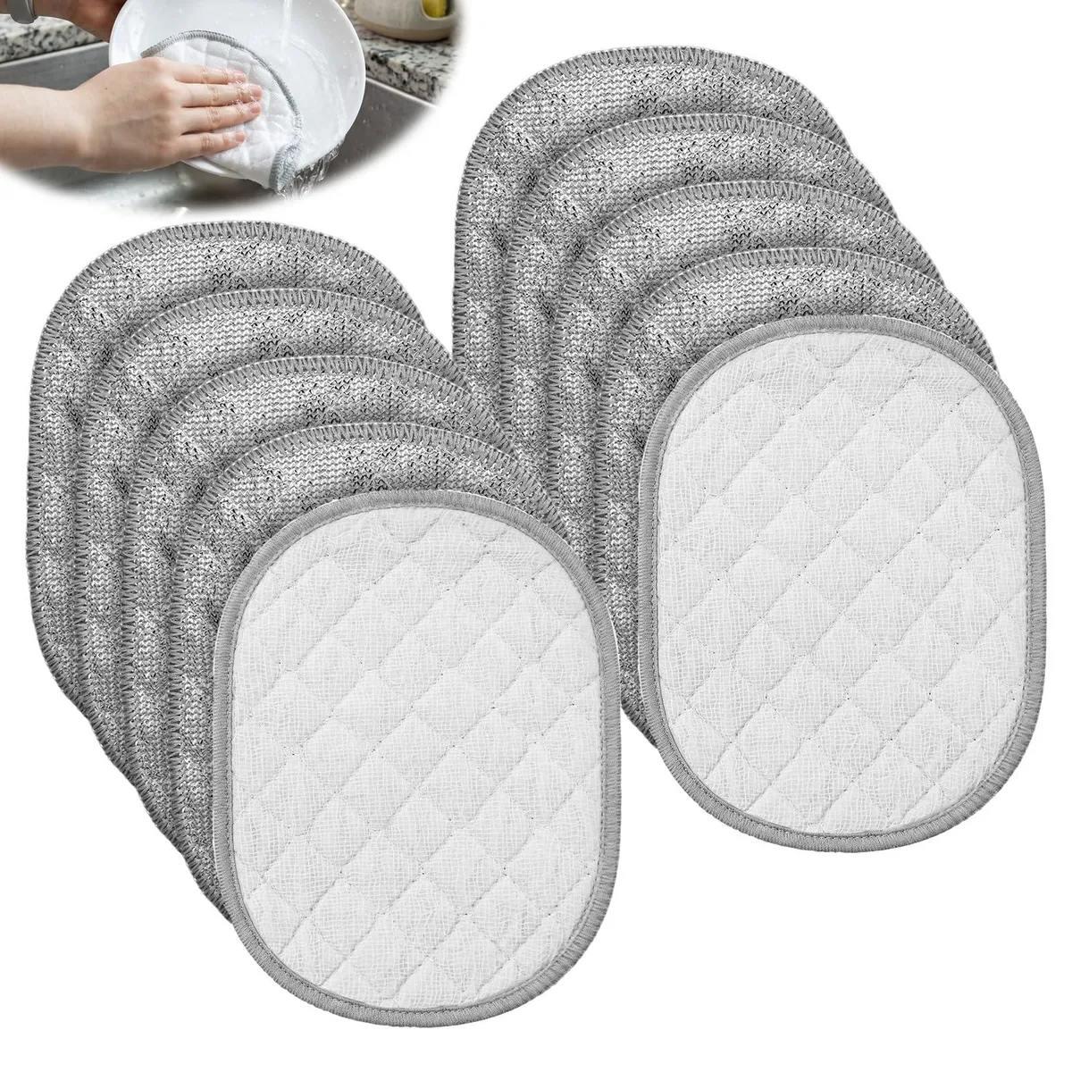 Ten black double-sided wire cleaning cloths in a bag