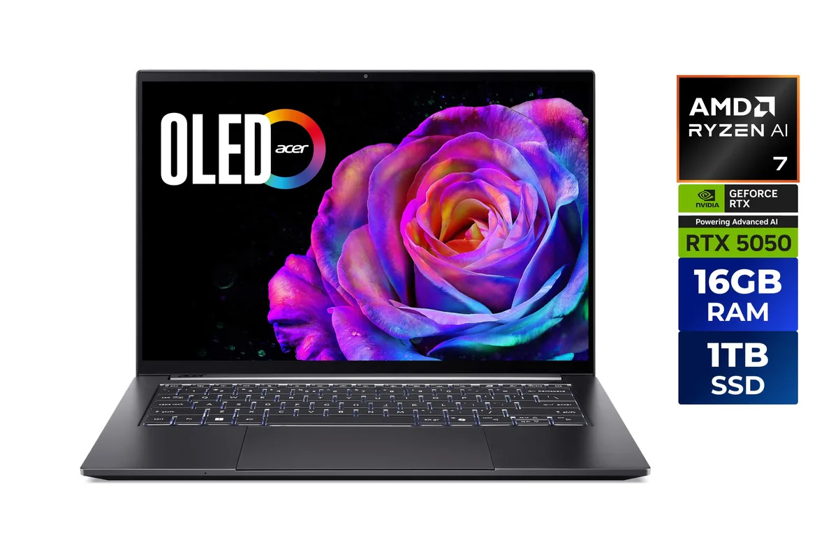 Acer America Acer America NX.JMAAA.001 Swift X 14 AI laptop AMD Ryzen AI 7 350 RTX 5050 16GB 1TB — product photo