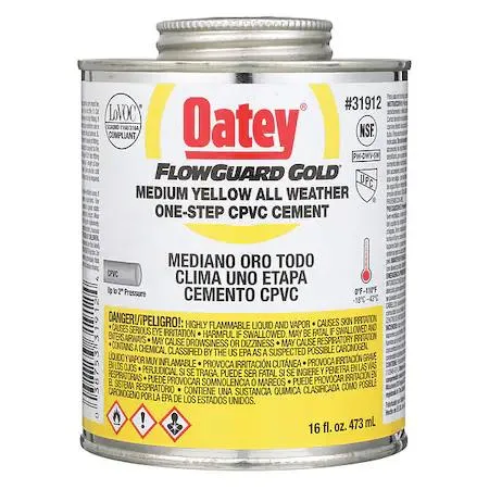 OATEY FlowGuard Gold CPVC cement 16 oz yellow brush-top can
