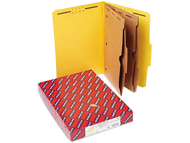 Smead Smead 19084 pressboard file folder, legal, six-section, yellow, 10/box — 제품 사진