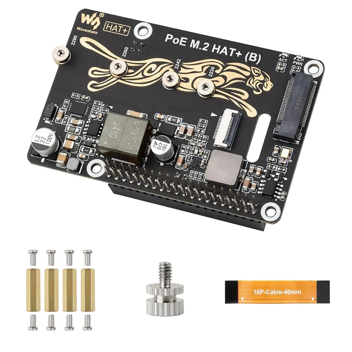 LORDWORLD LORDWORLD PCIe to M.2 Adapter (B) PoE HAT for Raspberry Pi 5 — product photo