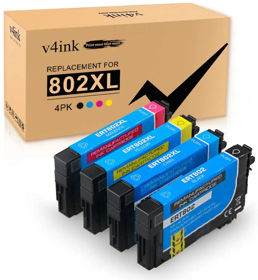 V4ink V4ink T802XL 4-Pack Ink Cartridges (Black/Cyan/Magenta/Yellow) — product photo