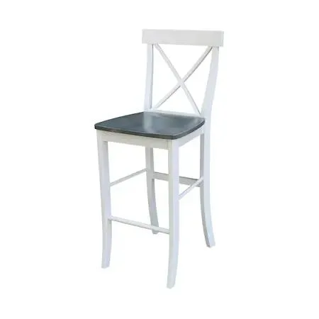 International Concepts International Concepts S05-6133 X-back Bar Height Stool 30" White/Heather Gray — product photo