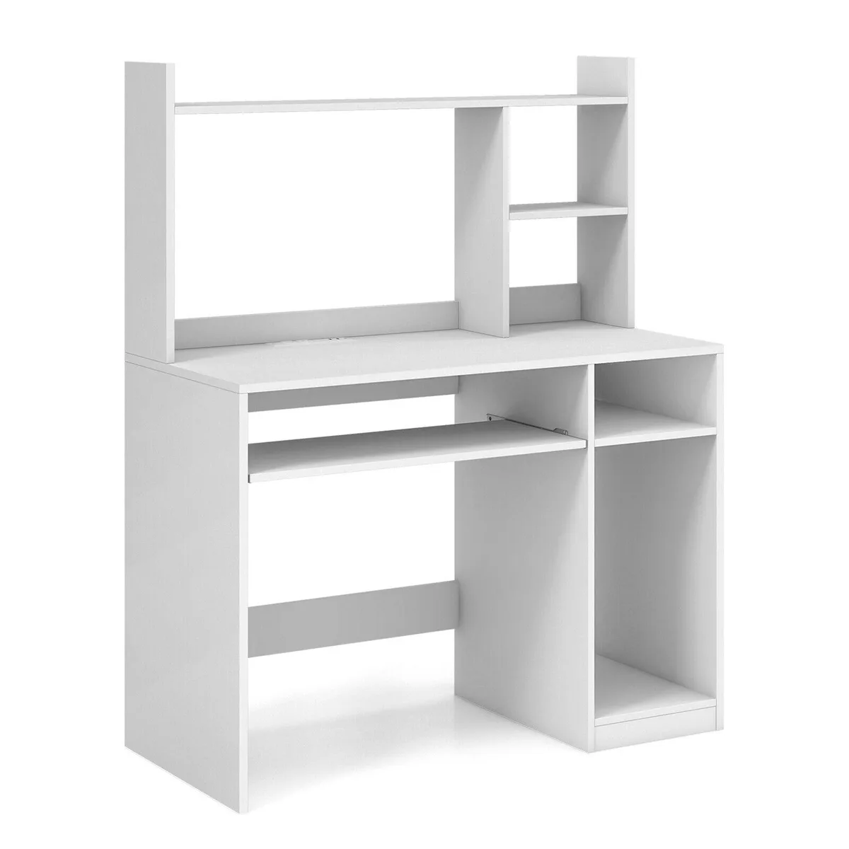 SlickBlue SlickBlue Home Office Desk with Bookcase, Keyboard Tray &amp; CPU Stand 43.5" x 20.5" x 54" White — product photo