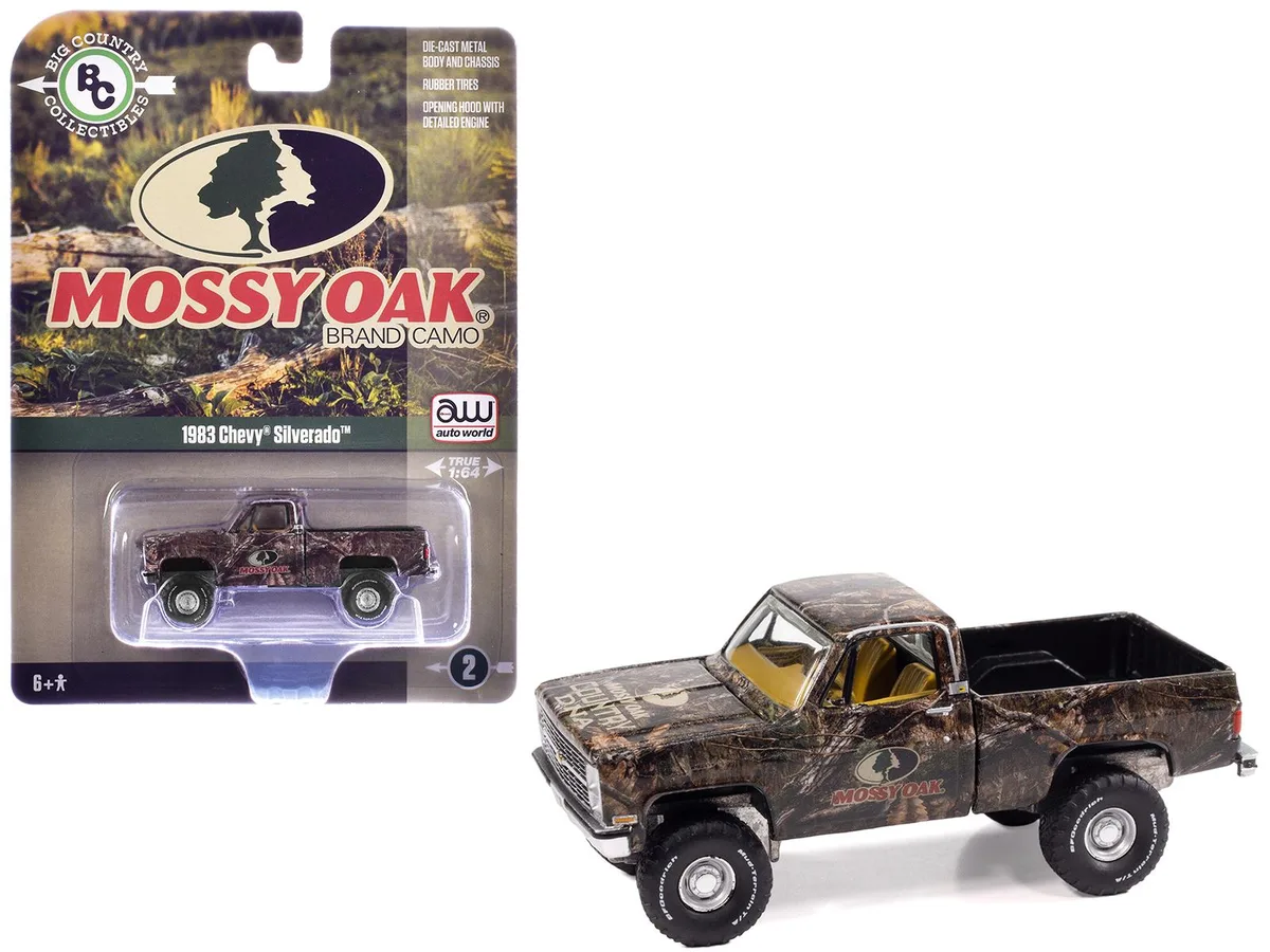 auto world Auto World 1983 Chevrolet Silverado "Mossy Oak" Big Country Collectibles 1/64 Diecast Truck — product photo