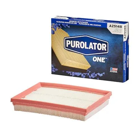 Rectangular white pleated filter element with orange frame
