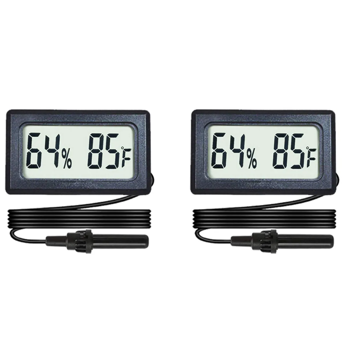 Two black rectangular units with LCD screens and long probe cables