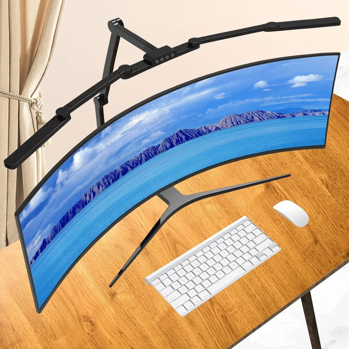 Transformable LED desk lamp with three light bars and clamp base