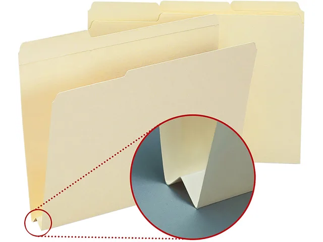 Box of fifty manila file folders with expansion tabs