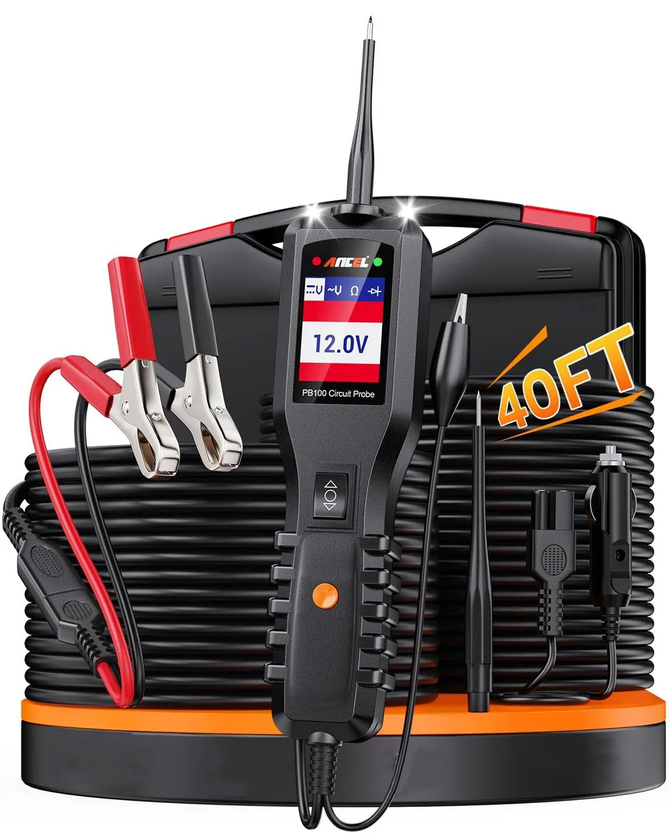 Ancel PB100 circuit probe in a rectangular case with a 20ft cable and probe tip