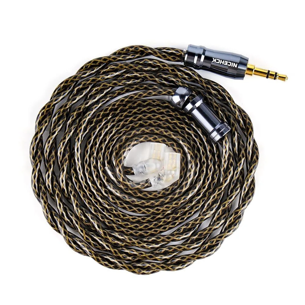 Silver-plated copper IEM upgrade cable with 3.5mm plug and QDC connectors