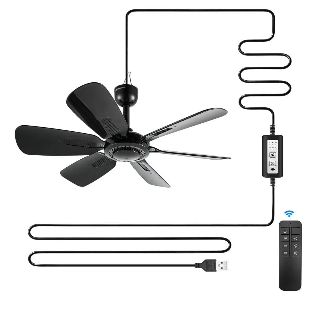  FG18-45U 17.7" USB Ceiling Fan 6 Blades Remote Black — product photo