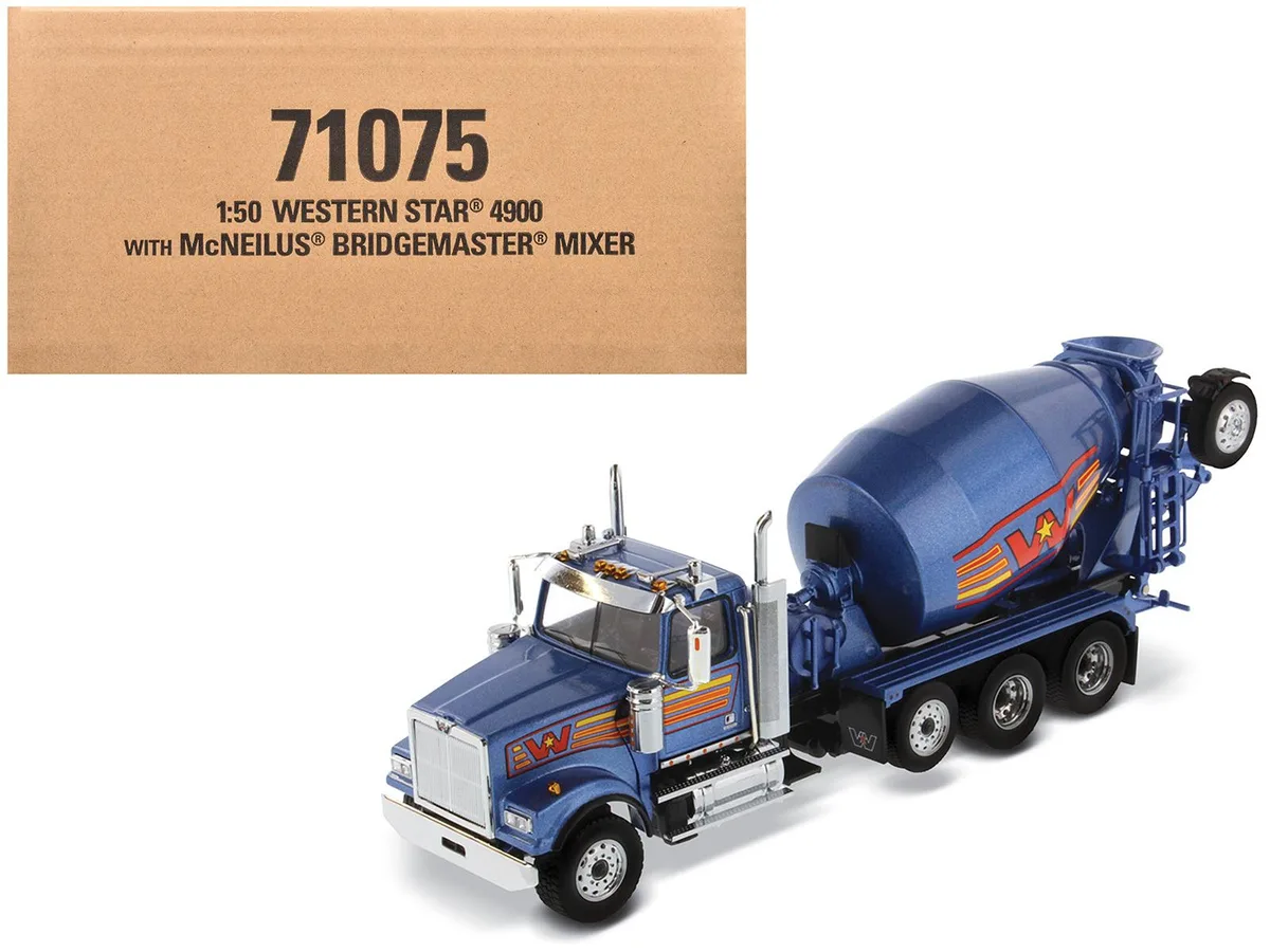 DieCast Masters DieCast Masters Western Star 4900 Bridgemaster McNeilus Mixer Blue Metallic 1/50 hobby collectible — product photo