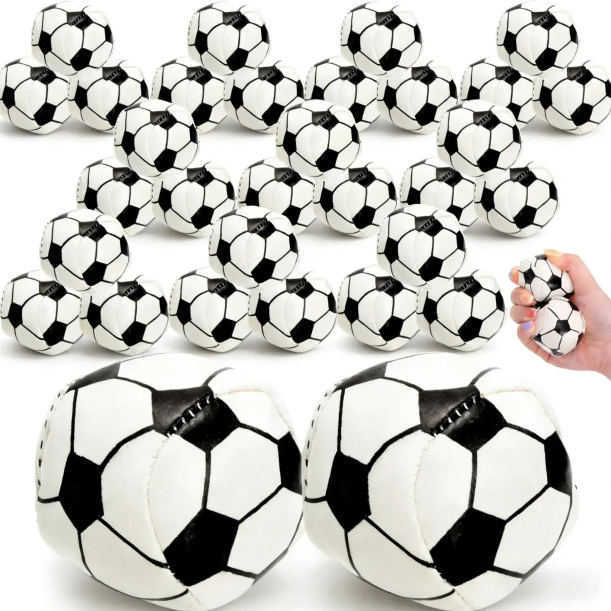 ELFULLY 30 Pack Juggling Balls 2" Soccer Design Black White — product photo