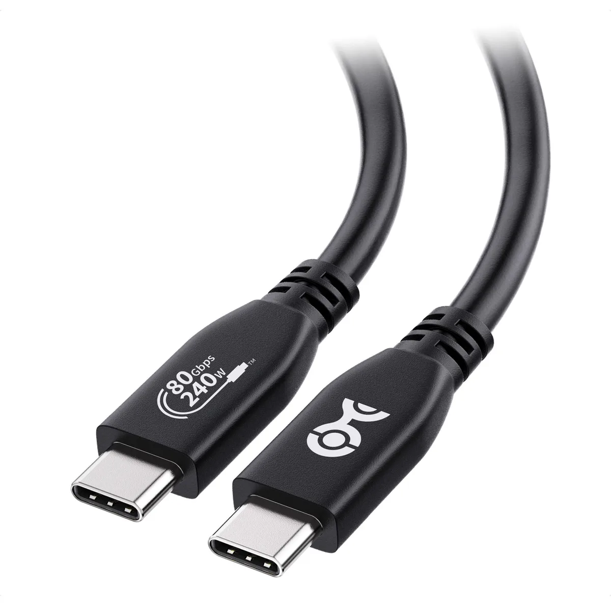 Black USB-C cable with male connectors on both ends, 3.9 ft long