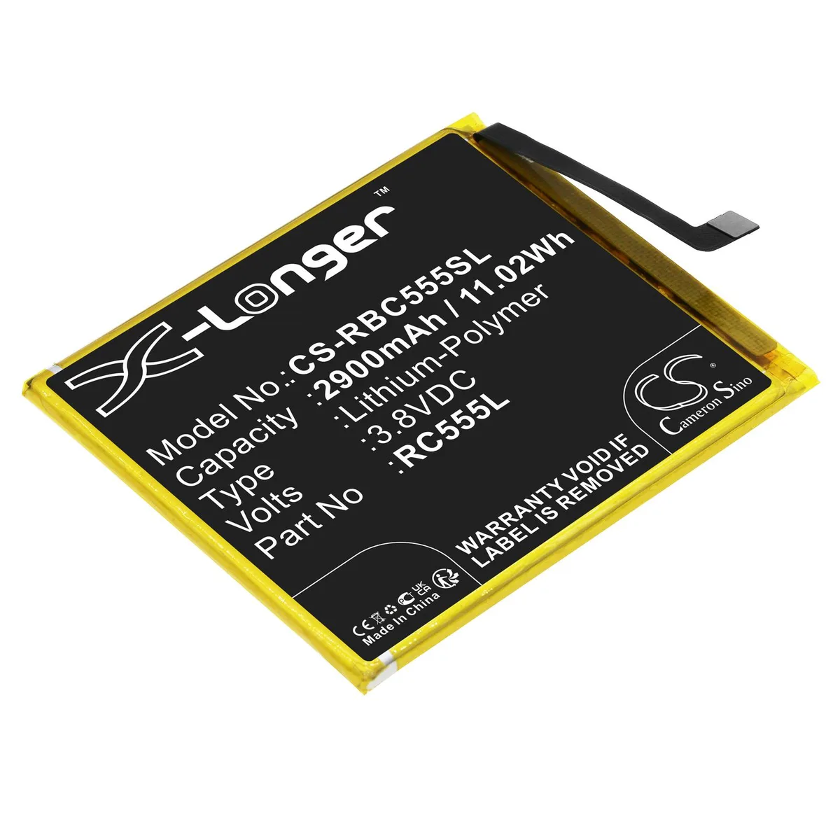 Cameron &amp; Co Cameron &amp; Co DS-CS-RBC555SL cell phone battery 3.8V 2900mAh — product photo