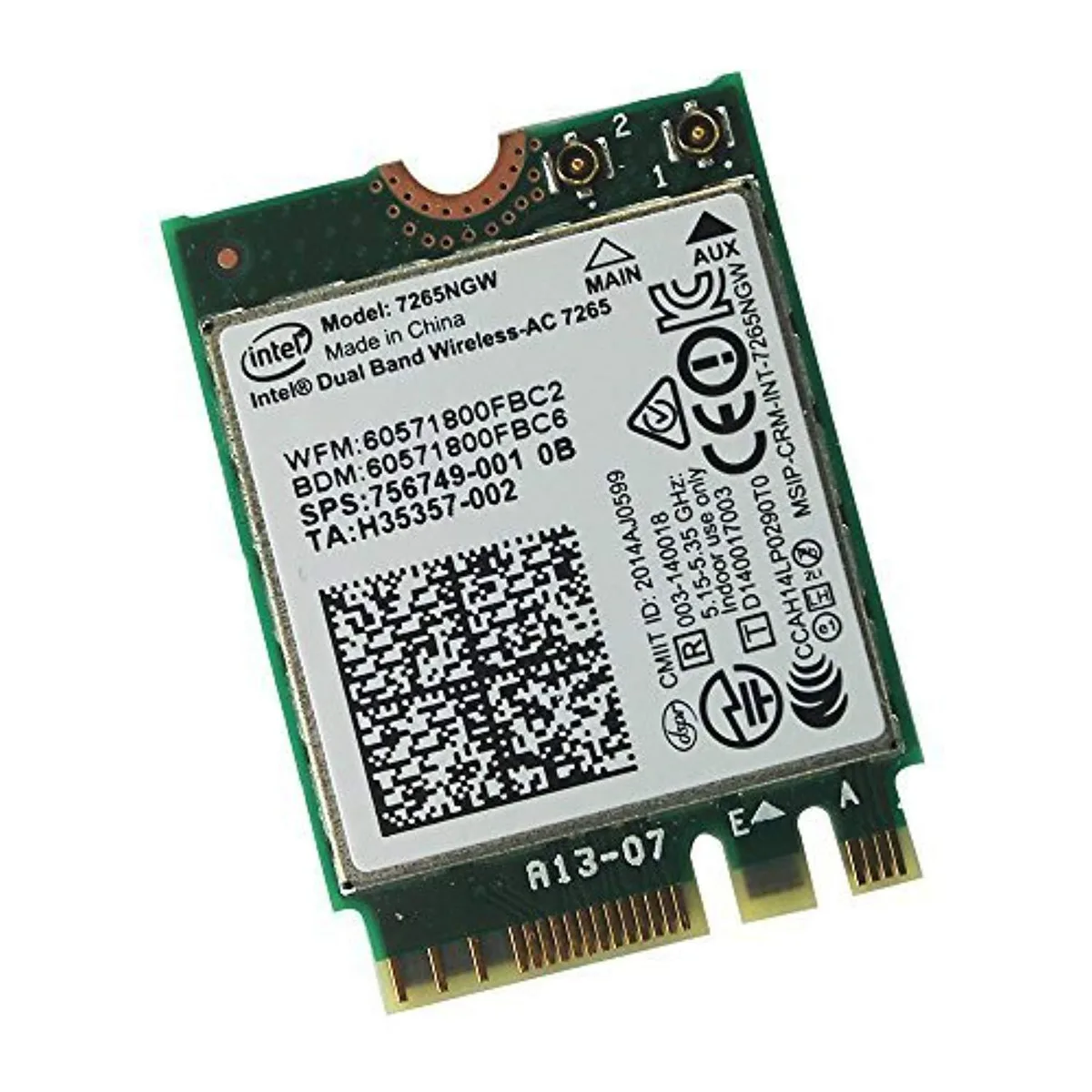 Intel Intel 7265NGW Wi-Fi 5 Bluetooth 4.0 M.2 867 Mbps — product photo