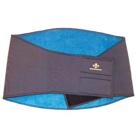 Black XL thermal back wrap with hook-and-loop closure and contoured support