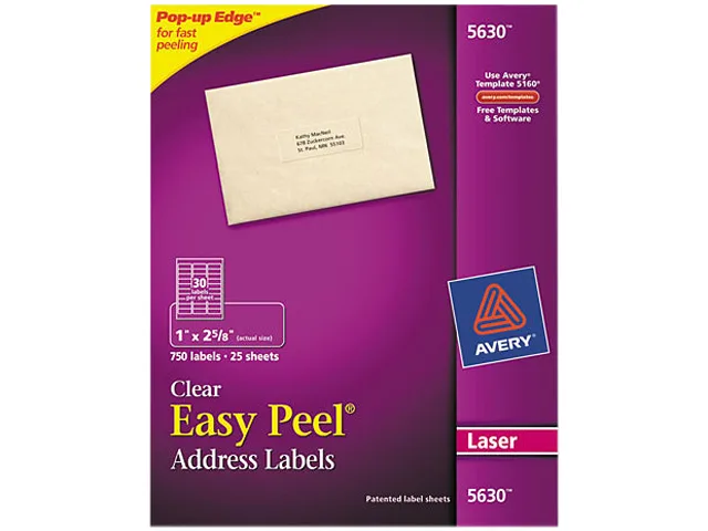 Avery Avery 5630 Matte Clear Address Labels 1" x 2-5/8" 750 Labels — product photo