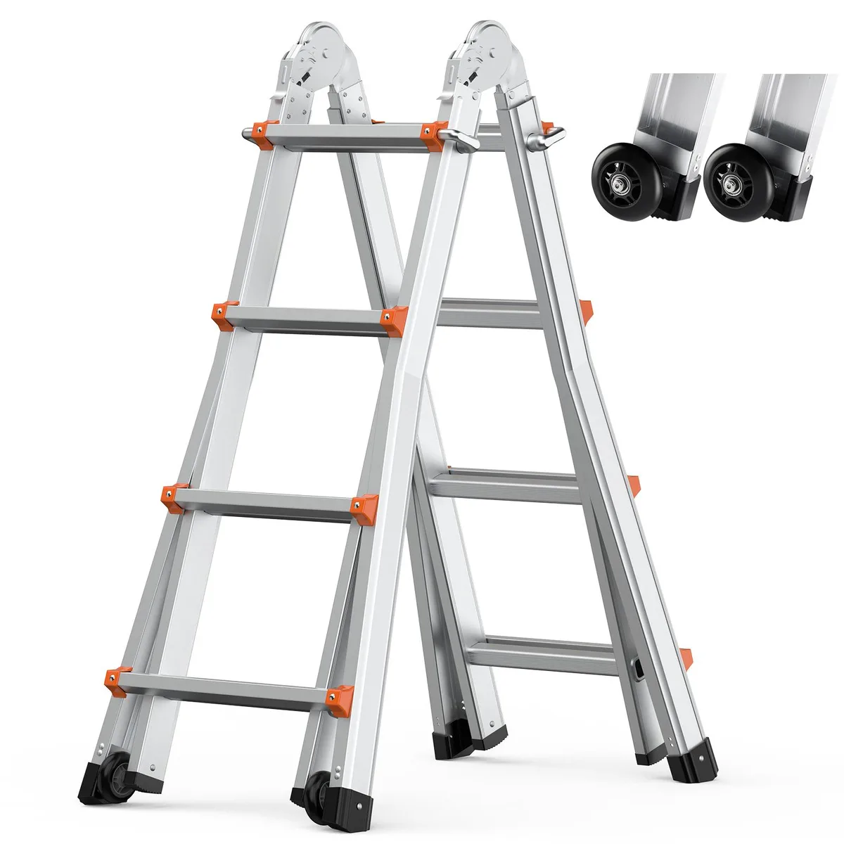 VEVOR VEVOR Telescoping A-Frame Ladder 15.5 ft 330 lb KMP404D — product photo