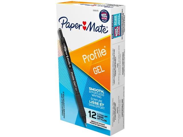 Paper Mate Paper Mate 2095476 Profile Retractable Gel Pen 0.7 mm Black Ink Translucent Black Barrel — product photo