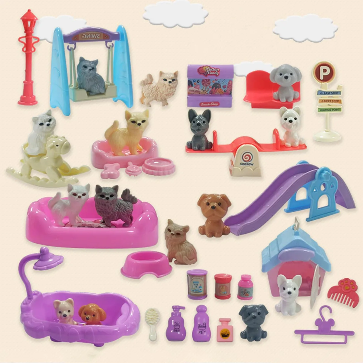  45Pcs Dollhouse Pet Care Playset Furniture Accessories — product photo