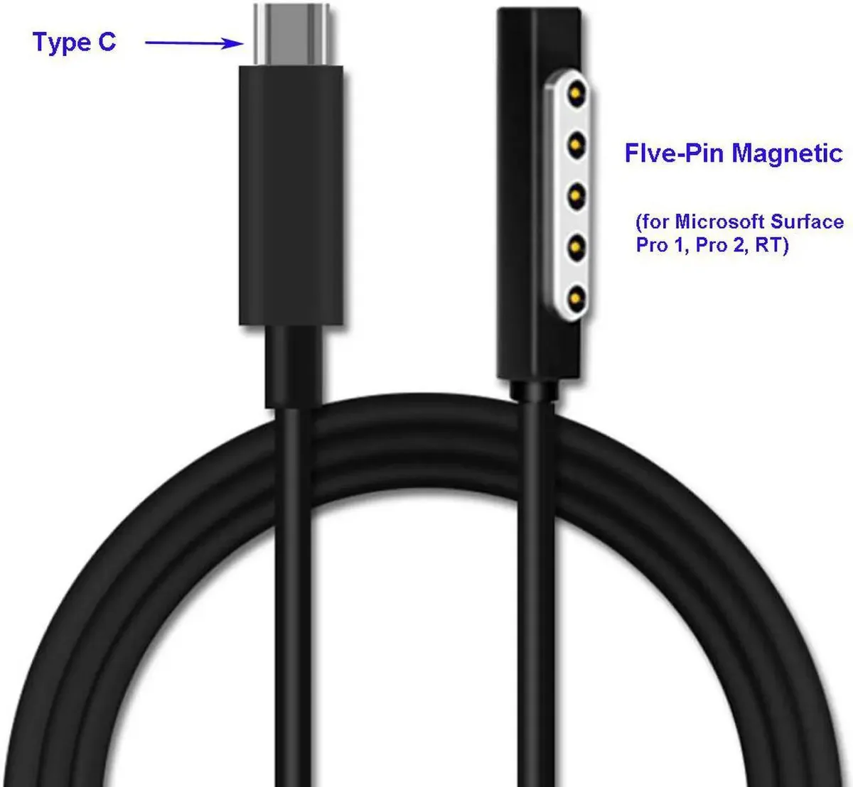 Lirealar Lirealar USB-C to Surface 5-Pin Magnetic Cable 1.5m Black — product photo