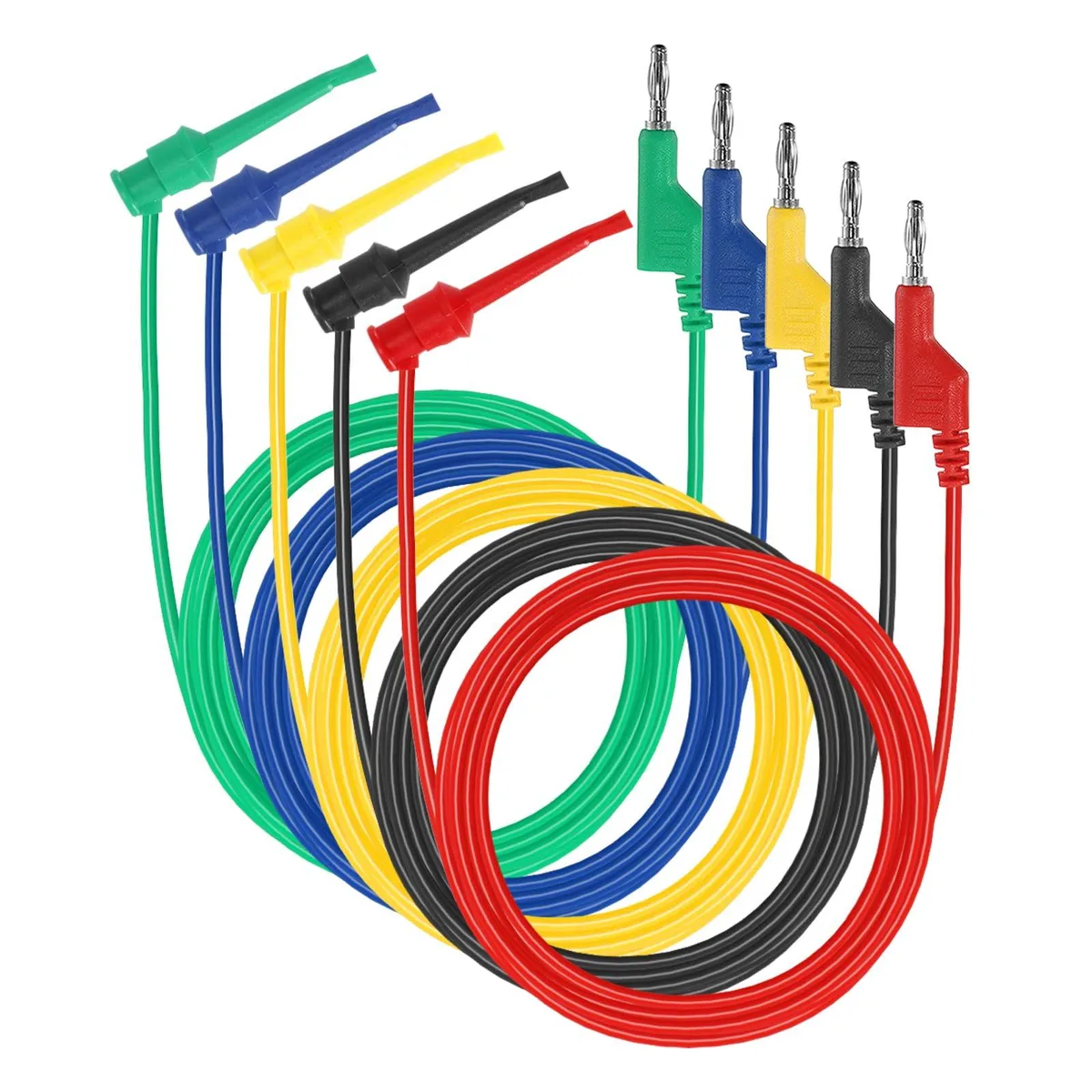 KEHIPI KEHIPI 5pc Stackable Banana Plug to Test Hook Leads 500V 5A 6.6Ft 22AWG electrical system tool — product photo