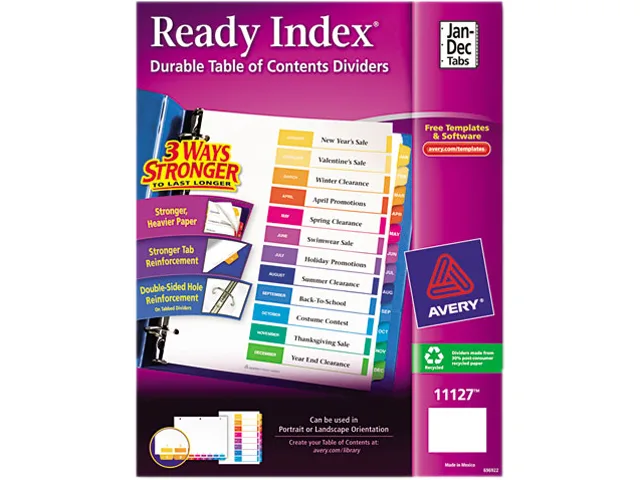Avery Avery 11127 Jan-Dec Divider Set 12 Tabs Multicolor — product photo
