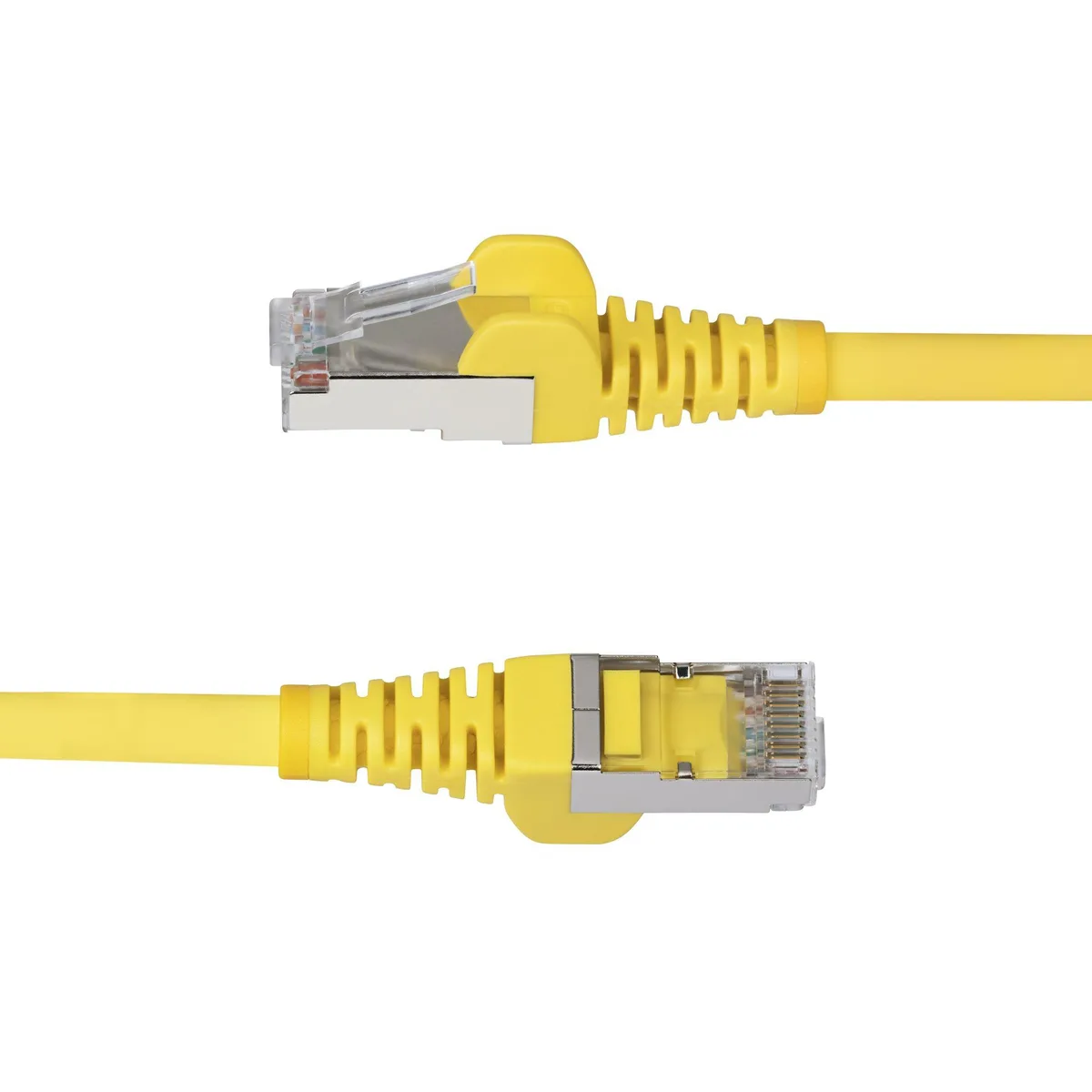Yellow 25ft Cat6a shielded patch cable with gold RJ45 plugs