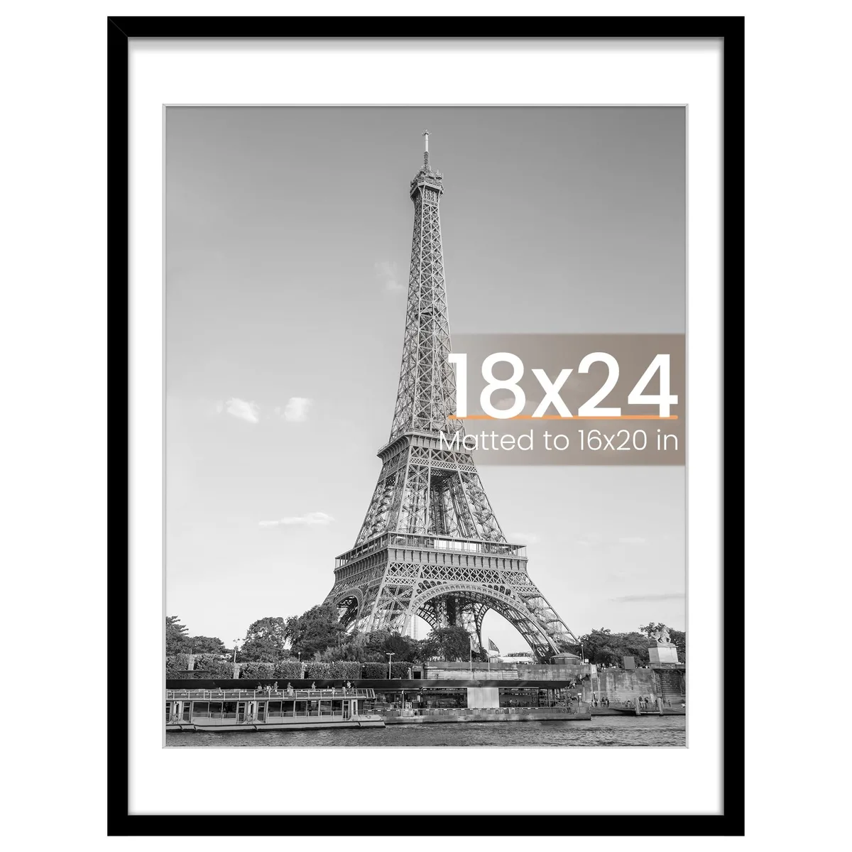 Black plastic poster frame 24.8 by 18.8 by .99 inches with spring back for horizontal or vertical hanging
