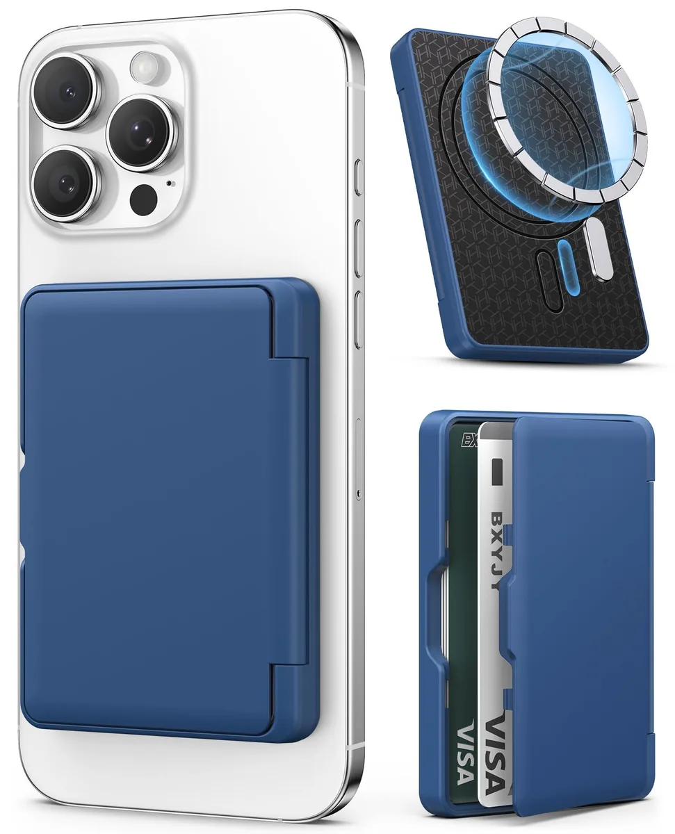 BXYJY MagSafe Wallet Blue RFID Mirror 4-5 Cards — product photo