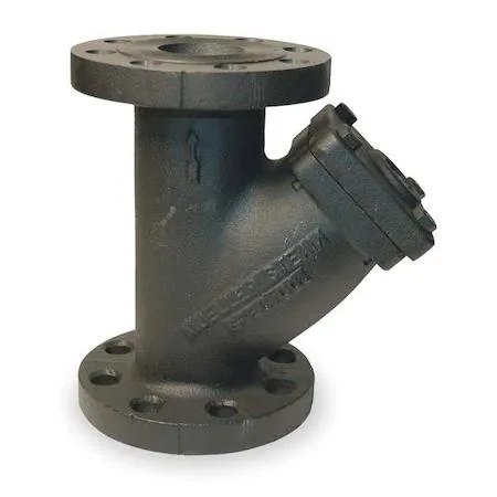 Cast iron flanged Y strainer, 4 inch pipe connections, 15 5/8 inch length, 27 1/2 inch height