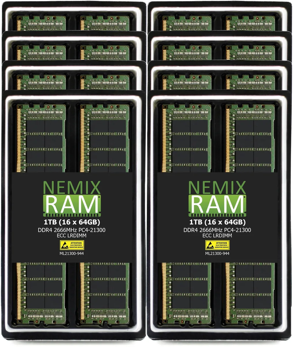 NEMIX RAM NEMIX RAM 1TB (16x64GB) DDR4 2666 ECC LRDIMM 4Rx4 CL19 288-Pin memory upgrade — product photo