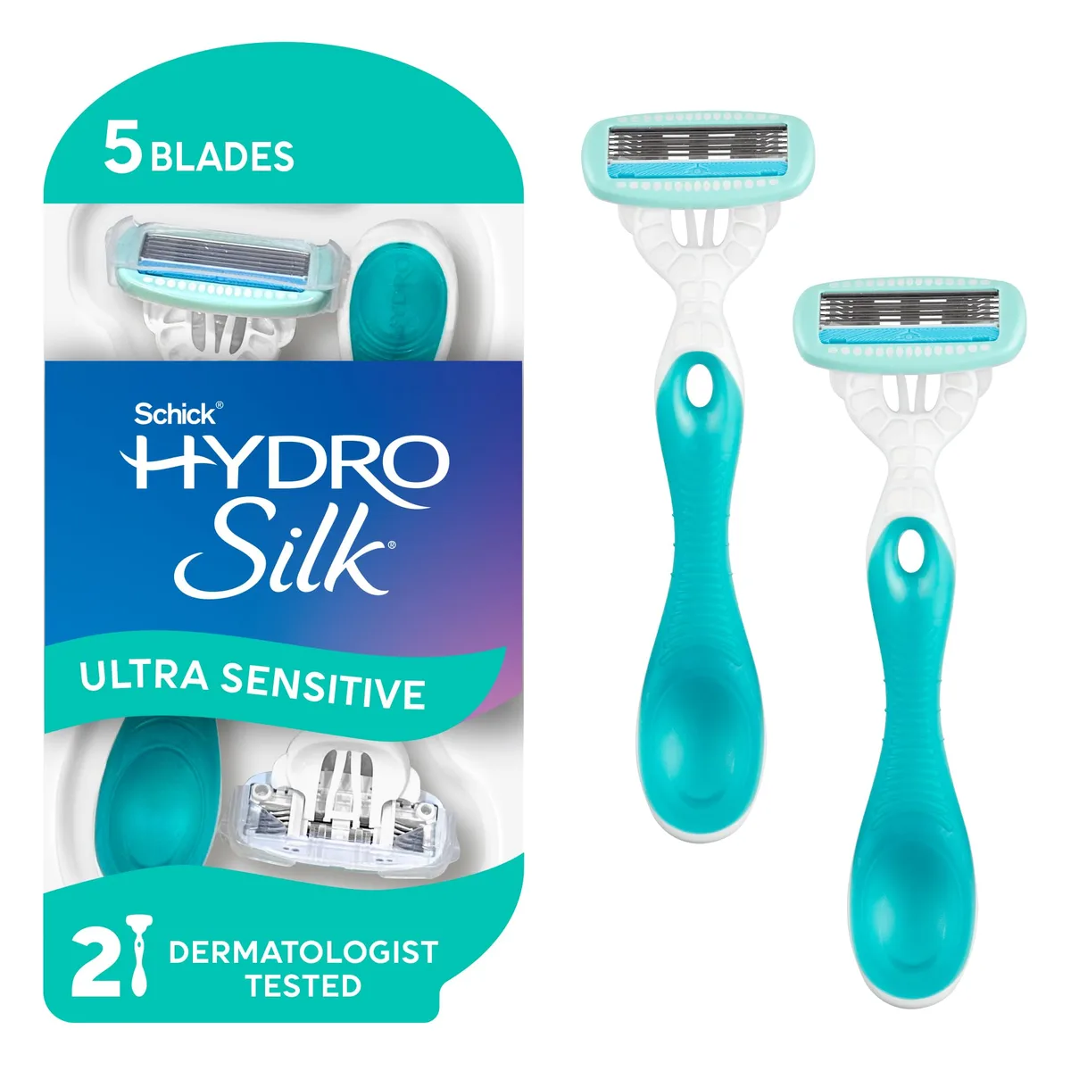 No Sew No Sew Schick Hydro Silk Sensitive 2 Count 5-Blade Disposable Razors White .05 kg — product photo