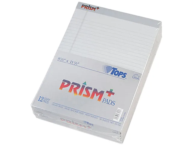 TOPS TOPS 63160 Prism Plus Legal Pad 12 Pack 50 Sheet 16 lb 11/32" Rule Gray — product photo
