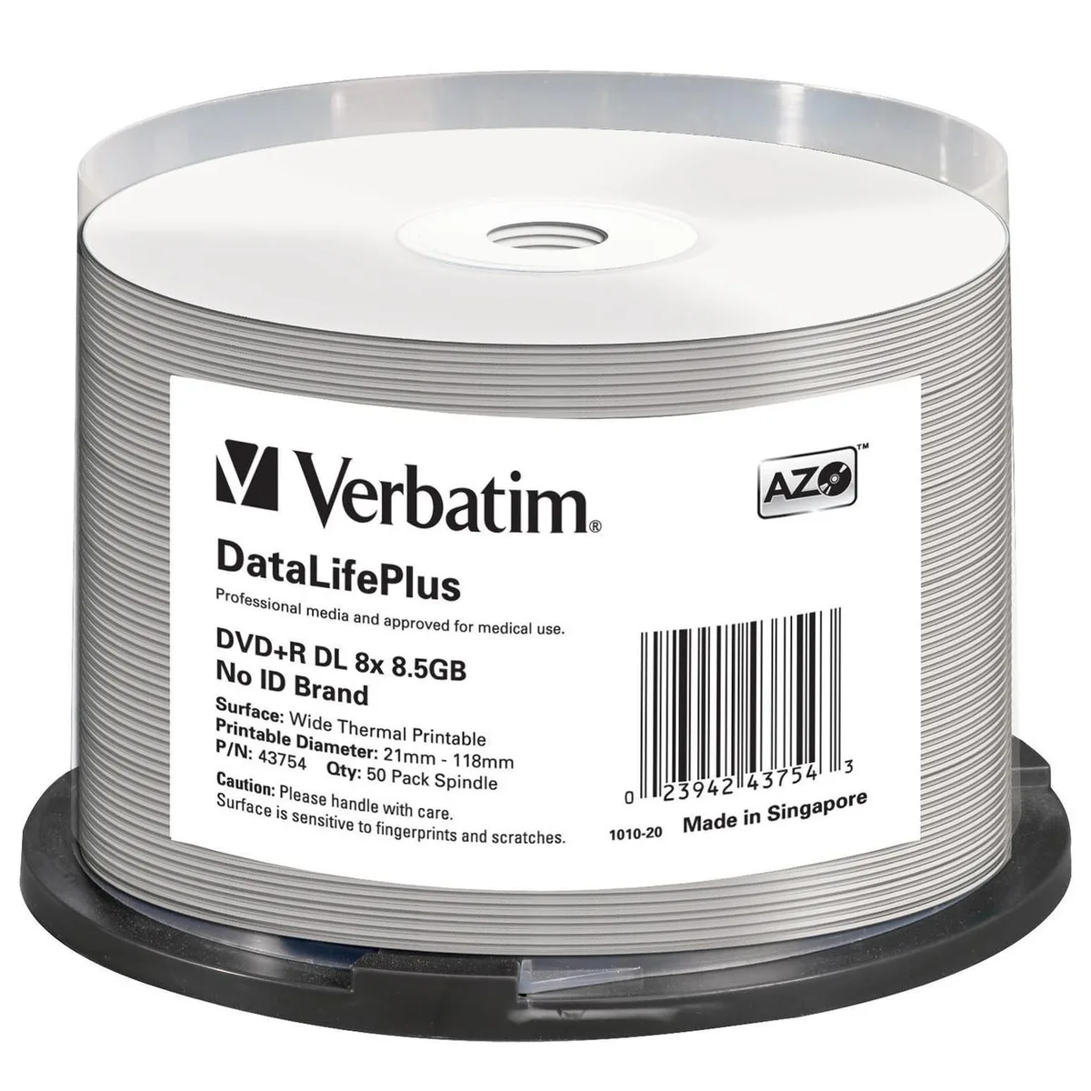 VERBATIM VERBATIM 43754 DVD+R DL 8.5GB 8X Thermal Printable 50pk — product photo